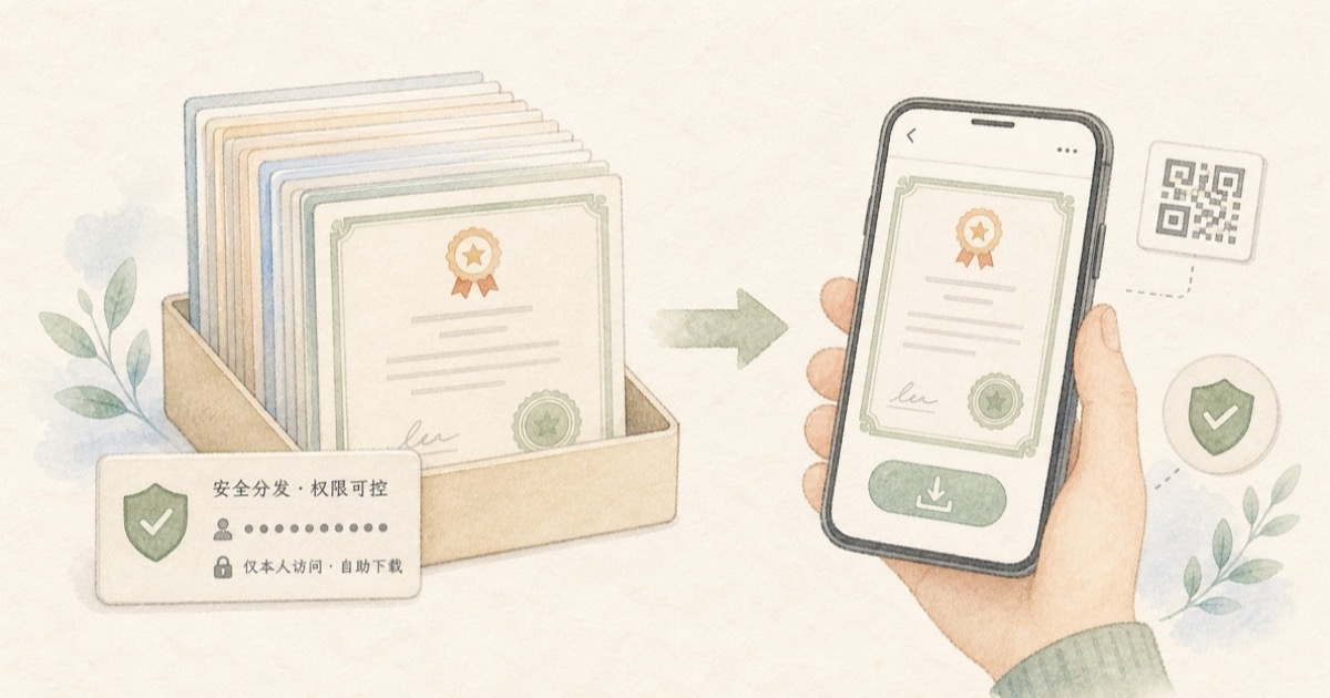 几百份证书怎么批量分发？学员扫码自己下载封面图